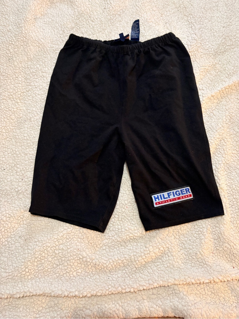 Vintage Tommy Hilfiger Black Men's Athletic Shorts with Logo Patch